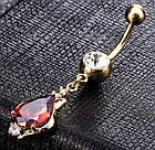 Сережки пірсинг у пупок, крапелька з цирконом, фото 2