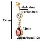 Сережки пірсинг у пупок, крапелька з цирконом, фото 4