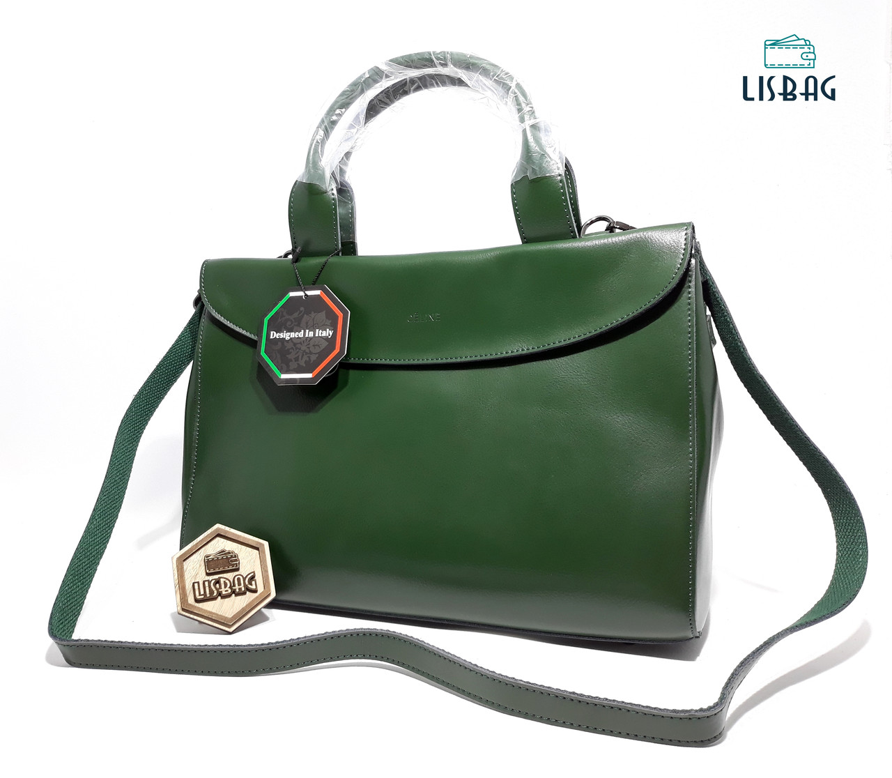 Велика ділова Зелена сумка з натуральної шкіри CÉLINE, для повсякденного носіння сумісна з файлами і папками