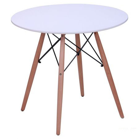 Стол круглый лофт обеденный Helis МДФ Белый на деревянных ножках для кухни, столовой, гостиной, кафе баров AMF - фото 3 - id-p416159096