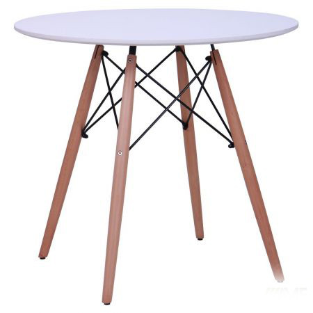 Стол круглый лофт обеденный Helis МДФ Белый на деревянных ножках для кухни, столовой, гостиной, кафе баров AMF - фото 1 - id-p416159096
