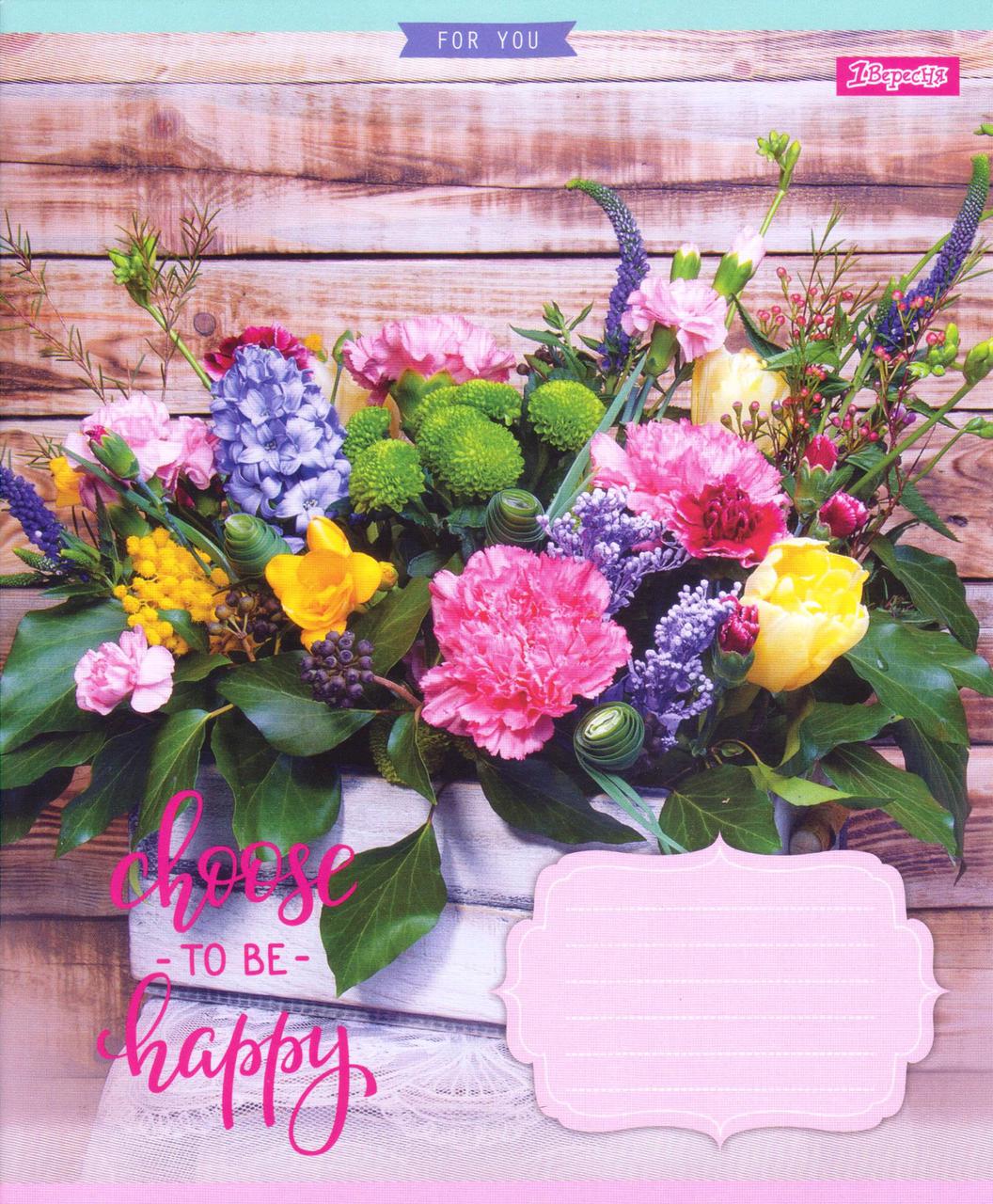 Зошит 18 аркушів клітинка "Happy Flowers" 762347