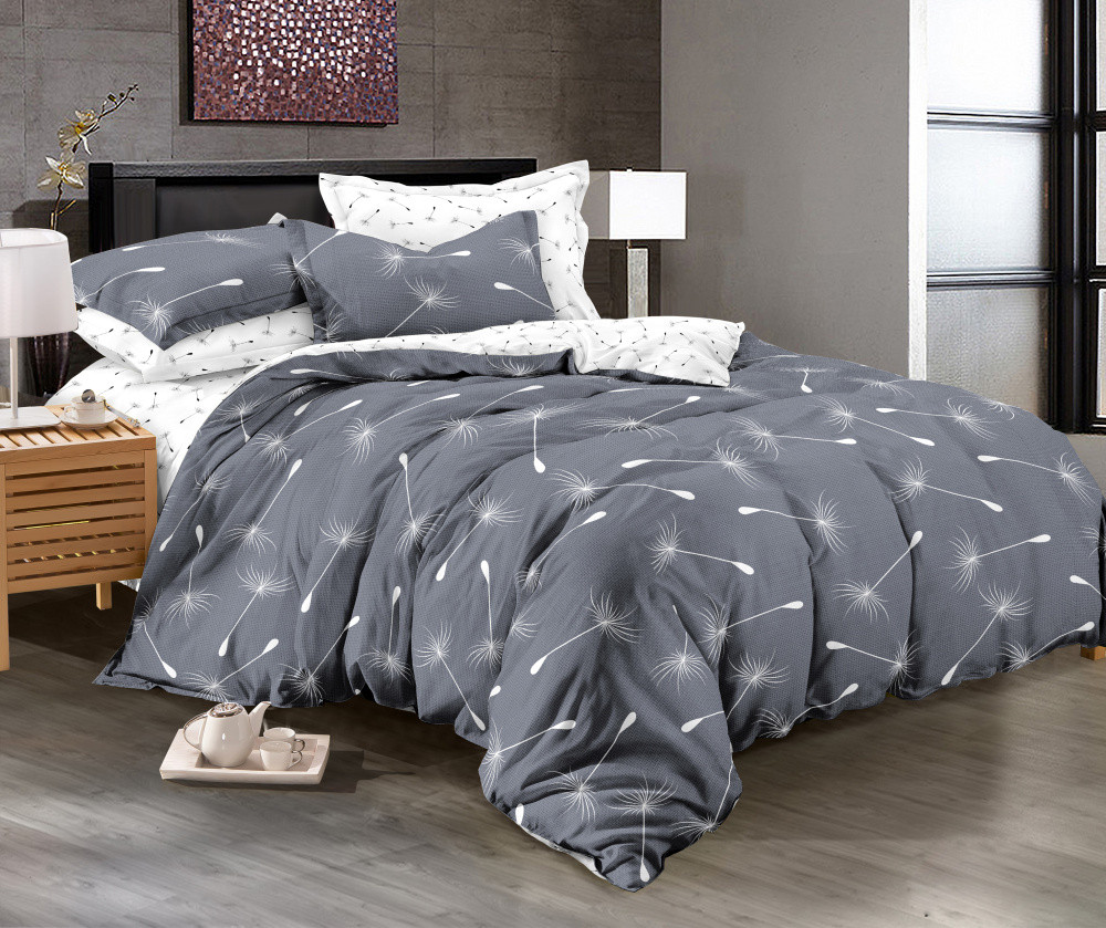 Євро комплект постільної білизни Ранфорс бавовна 200х220 (11703) Двоколірна постільна білизна молодіжна, фото 1