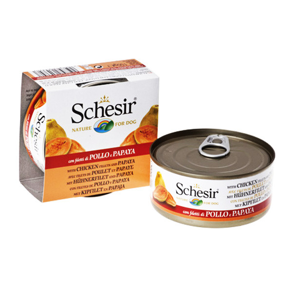 Schesir Chicken Papaya вологий корм філе курки з папайєю в желе, банку 150 г