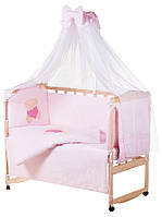 Дитяча постіль Qvatro Ellite AE-08 аплікація Рожевий ведмедик сидить з серцем