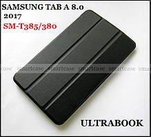Черный ультратонкий чехол книжка Samsung Tab A 8.0 2017 SM-T385 SM-T380 Ultrabook кожа PU