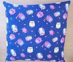 Ортопедична подушка з гречаного лушпиння 33х33 з блискавкою (совушки)