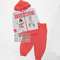 Дитячий спортивний костюм р. 104 для дівчинки з начосом тканина ФУТЕР 4298 Кораловий