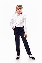 Шкільні якісні красиві сині брюки з кишенями на дівчинку 122