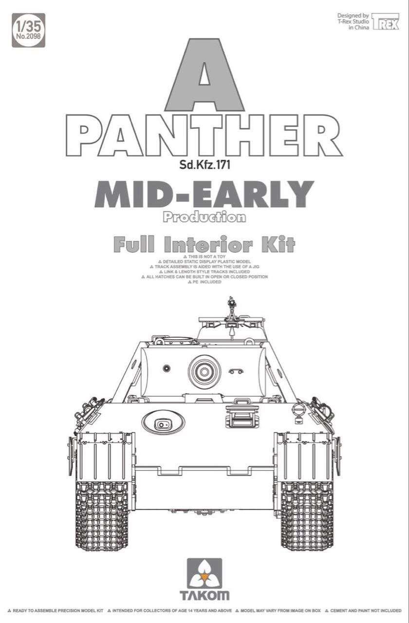 Sd.Kfz.171 "Panther" A, mid-early виробництва з повним інтер'єром. 1/35 TAKOM 2098