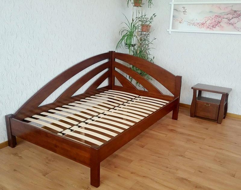 Кутова дерев'яна ліжко-тахта Веселка