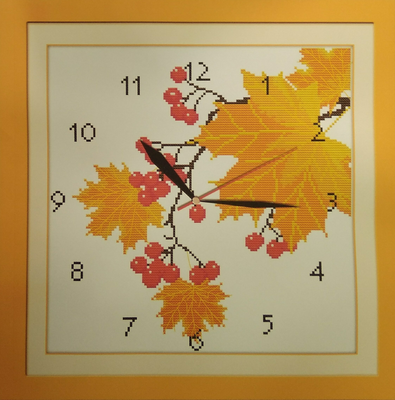 Годинник Золота пора G069. Набір для вишивання хрестиком з печаттю на тканині з механізмом 11ст, фото 1