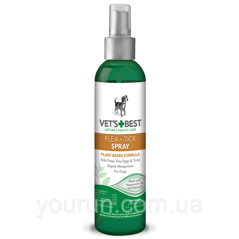 Vet's Best Flea + Tick Spray Спрей від бліх, кліщів і москітів для собак, 236 мл