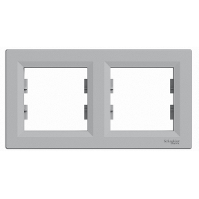 Рамка двомісна горизонтальна Алюміній Asfora Schneider Electric EPH5800261, фото 1