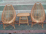 Плетений набір меблів 2 крісла для відпочинку великі та журнальний столик із лози, фото 6