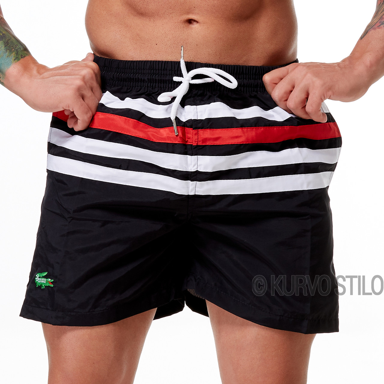 Чоловічі шорти (плавки) для купання Lacoste, різні розміри, колір чорний