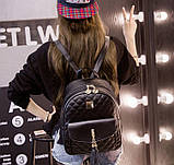 Рюкзак жіночий міський стьобаний з пензликами (чорний), фото 4