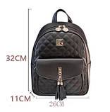 Рюкзак жіночий міський стьобаний з пензликами (чорний), фото 2