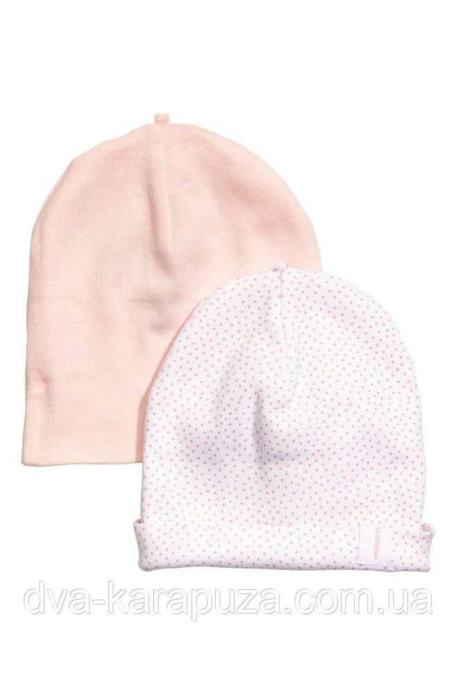 Бавовняні шапочки, набір для дівчинки H&M, 2-4 міс!, фото 1