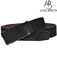 Ремінь чоловічий брючний (синій) замша із затискною пряжкою зі шкірозамінника