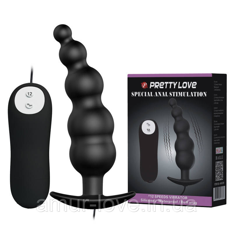Анальний корок Pretty Love Vibrating Butt Plug Black, фото 1