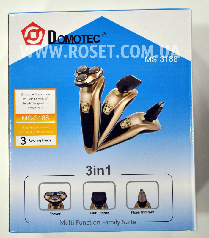 Бритва-тример бездротова 3в1 - Domotec MS-3188