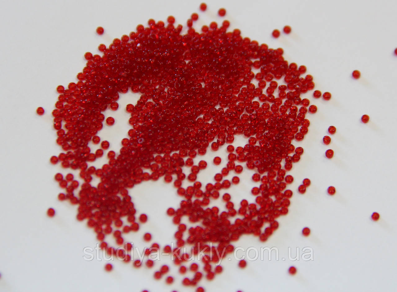 Бісер чеський, мікро. Пресциоза. №15 Колір червоний, прозорий. Шарлотта. арт 38232. Упаковка 10 грам., фото 1