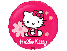 Куля фольгована кругла Кітті з ромашками (Flexmetal)