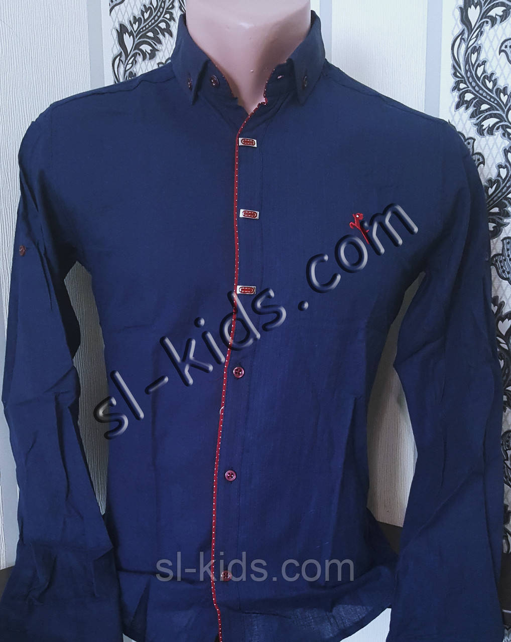 Стильна сорочка для хлопчика 11-15 років (розн) (темно синя01) (пр. Туреччина)