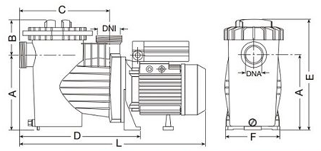 Габаритні розміри насосів Saci Winner Габаритні розміри насосів Saci Winner