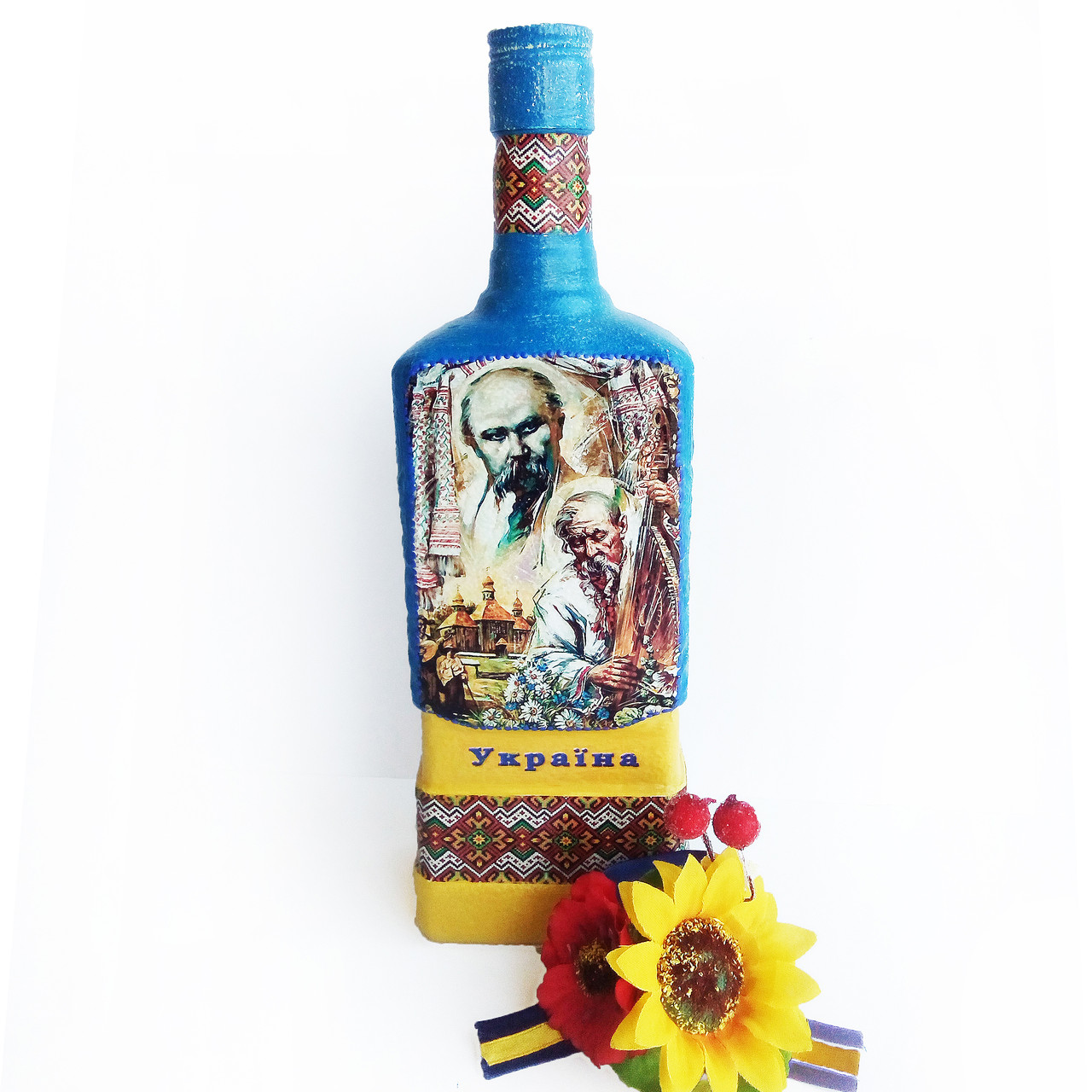 Украинский сувенир Подарочная бутылка в украинском стиле Ручная работа - фото 4 - id-p753473208