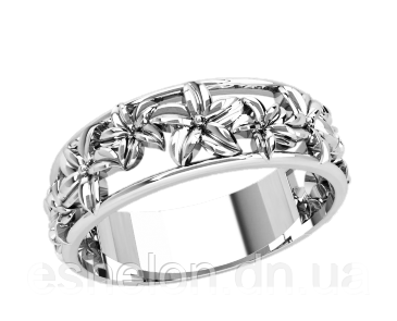 Кільце жіноче срібне Квіти, фото 1