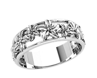 Кольцо женское серебряное Цветы