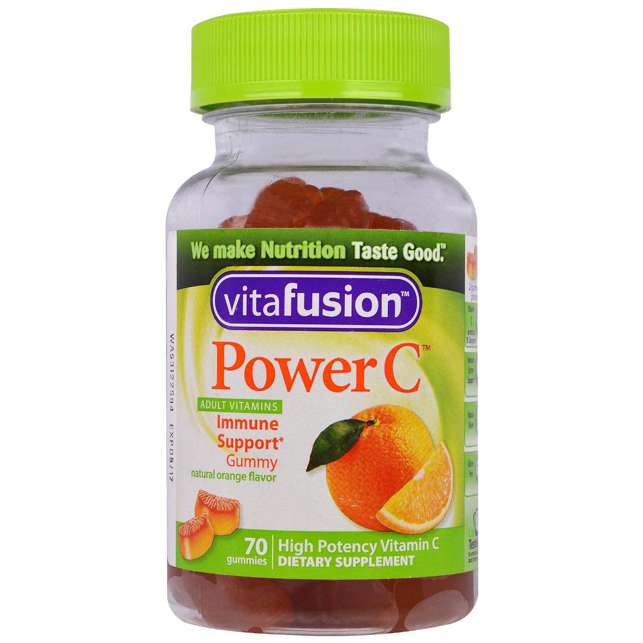 Жувальні таблетки з вітаміном С смак апельсина 70 шт Power C VitaFusion