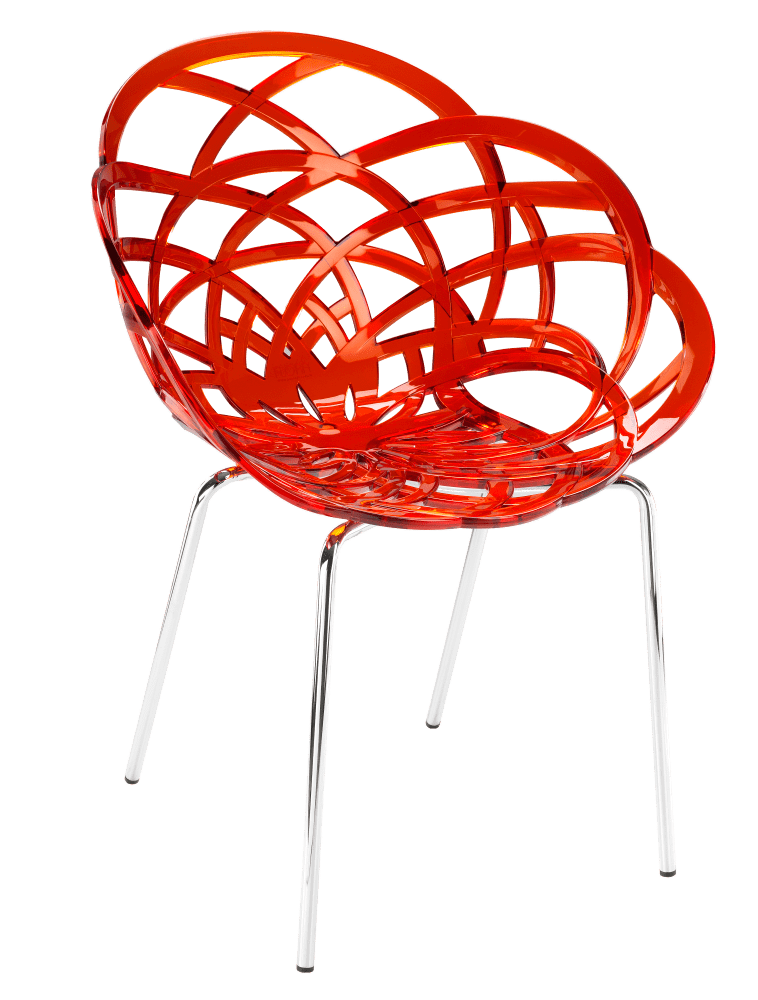 Крісло Papatya Flora-ML прозоро-червоне сидіння, ніжки хром, фото 1