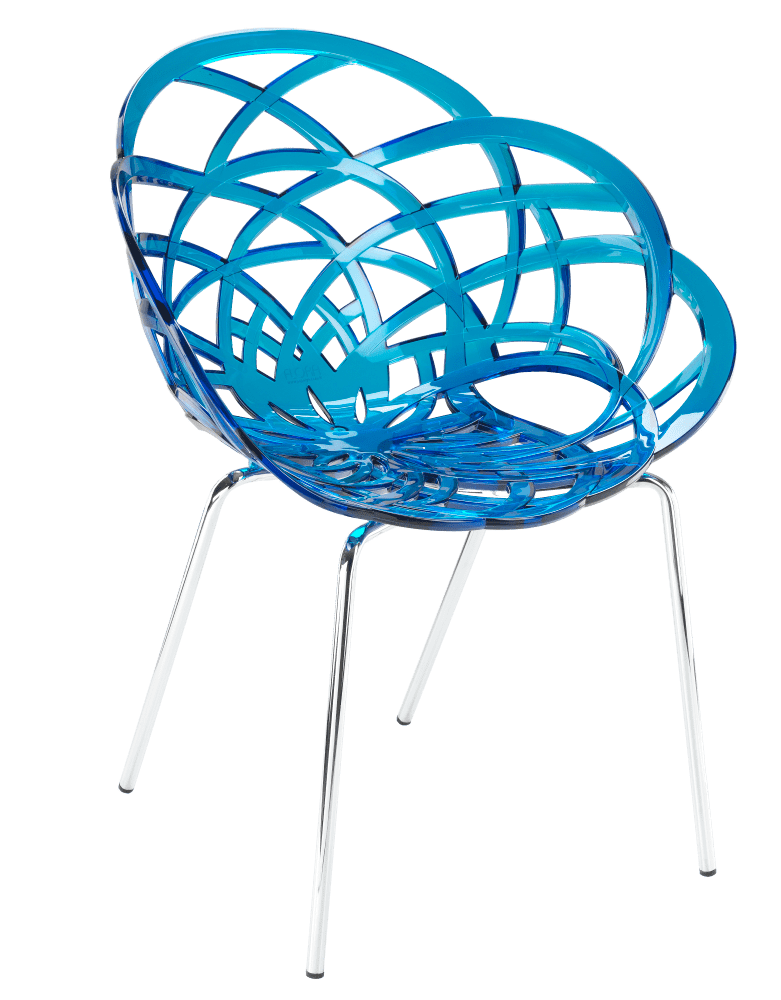 Крісло Papatya Flora-ML прозоро-синє сидіння, ніжки хром, фото 1