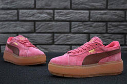 Кросівки жіночі замшеві Puma x Fenty Cleated Creeper Platform Suede Pink/Brown "Рожеві" р.37