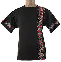 Черная футболка вышиванка для мальчика подростка 638 Орнамент, интерлок, р.р. 40-62