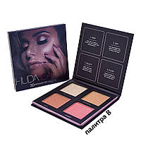 Палітра хайлайтерів HUDA BEAUTY 3D Highlighter Palette 4 в 1/палер В