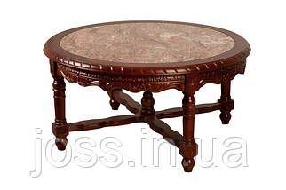 Італійський круглий журнальний столик із дерева з мармуровою стільницею 91х91х47 см JOSS  Аристократ-239, фото 2