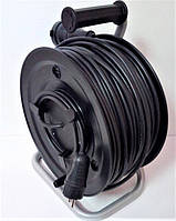 Электрический удлинитель на катушке с выносной розеткой, без заземляющего контакта сечение 2 * 1,5 мм2