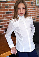 Блузка шкільна ошатна комір-стійка мод. 8022