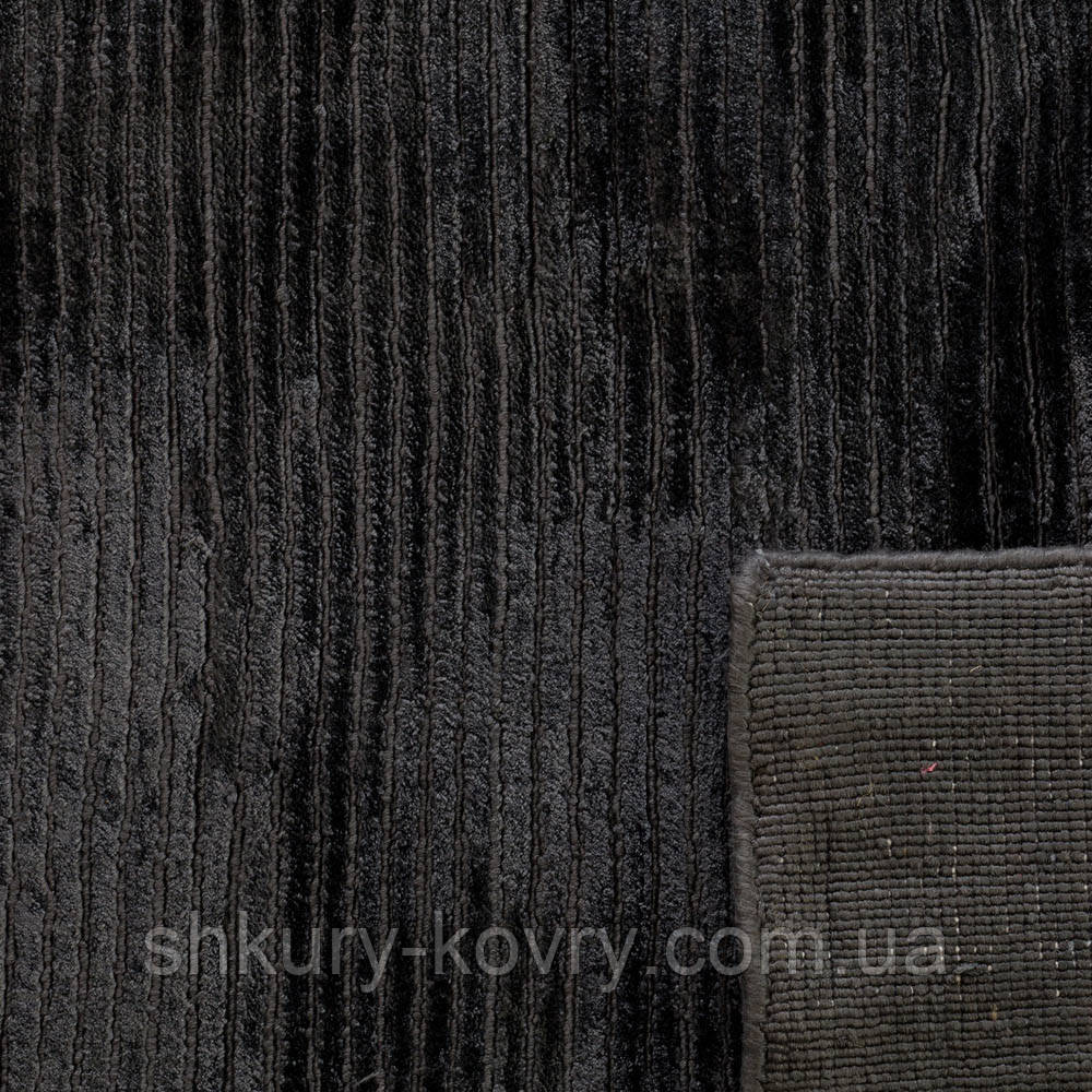 Шикарний багатий товстий чорний килим із бананового шовку