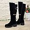 Чоботи чорні жіночі замшеві на стійкому каблуці, фото 4