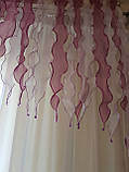 Ламбрекен Водоспад рожево-бузковий з білим, фото 2