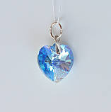 Сережки срібні "Swarovski Серце" блакитні, фото 4