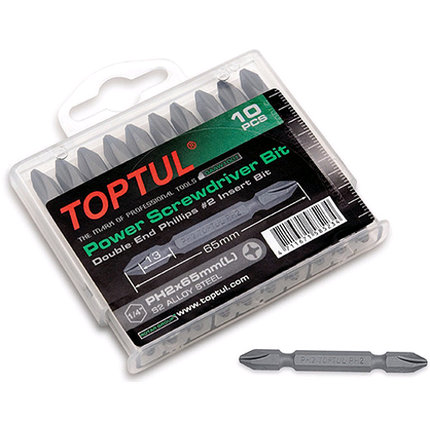 Набор бит 1/4" PH2х65мм двухсторонних 10шт. TOPTUL GAAW1001, фото 2