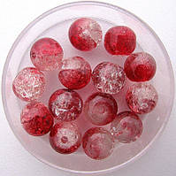 Бусини "Crackle" колотий лід 8 мм червоні з білим (приблизно 100-110 шт намистин)