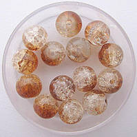Бусини "Crackle" колотий лід 8 мм св. коричневий з білим (приблизно 100-110 шт намистин)