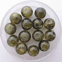 Бусини "Crackle" колотий лід 8 мм зелений захисний (приблизно 100-110 шт намистин)